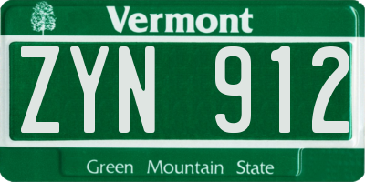VT license plate ZYN912