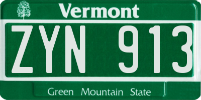 VT license plate ZYN913