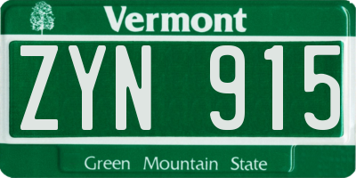 VT license plate ZYN915