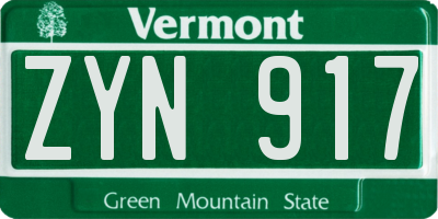VT license plate ZYN917