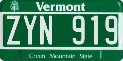 VT license plate ZYN919