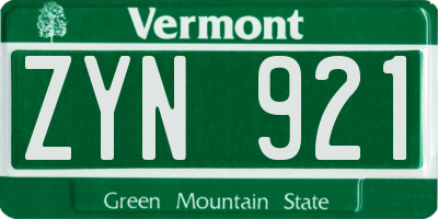 VT license plate ZYN921