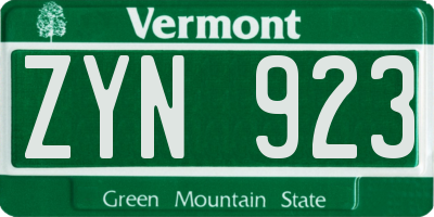 VT license plate ZYN923