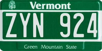 VT license plate ZYN924