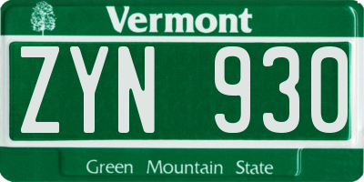VT license plate ZYN930