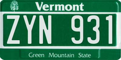 VT license plate ZYN931