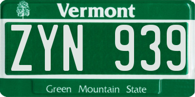 VT license plate ZYN939