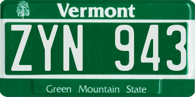 VT license plate ZYN943