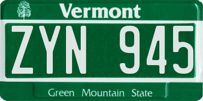 VT license plate ZYN945