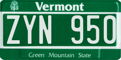 VT license plate ZYN950