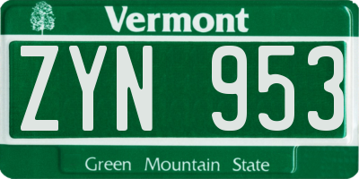 VT license plate ZYN953