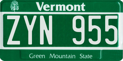 VT license plate ZYN955