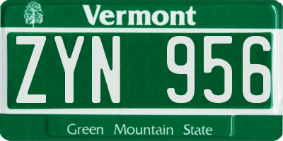 VT license plate ZYN956