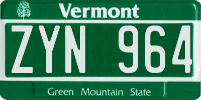 VT license plate ZYN964