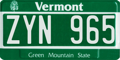 VT license plate ZYN965