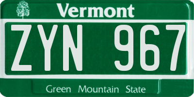 VT license plate ZYN967