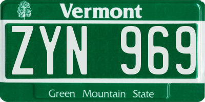VT license plate ZYN969