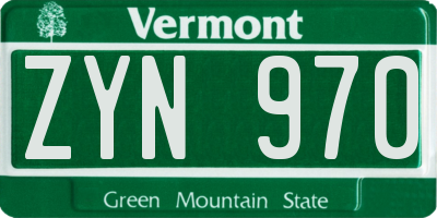 VT license plate ZYN970