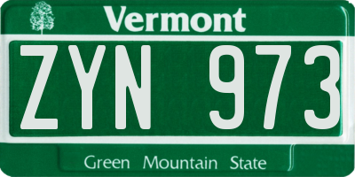 VT license plate ZYN973