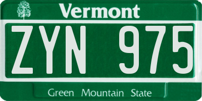 VT license plate ZYN975
