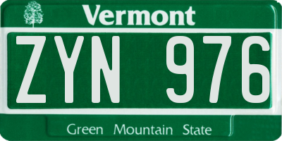 VT license plate ZYN976
