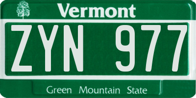 VT license plate ZYN977