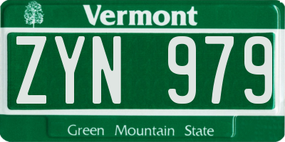 VT license plate ZYN979