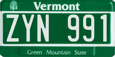 VT license plate ZYN991