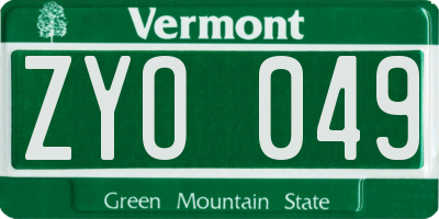VT license plate ZYO049