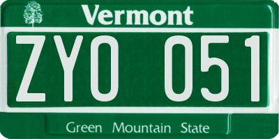 VT license plate ZYO051