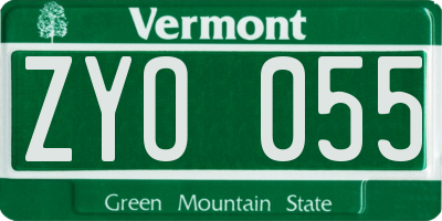 VT license plate ZYO055
