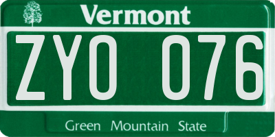 VT license plate ZYO076
