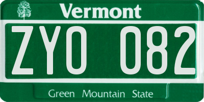 VT license plate ZYO082