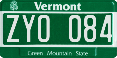 VT license plate ZYO084