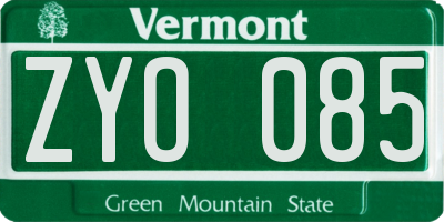 VT license plate ZYO085