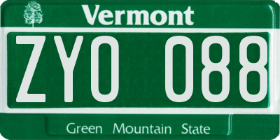 VT license plate ZYO088