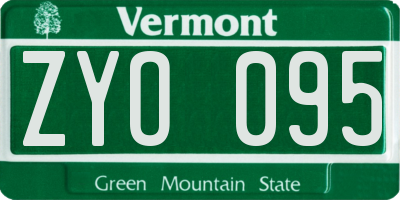 VT license plate ZYO095
