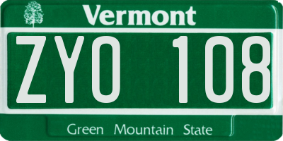VT license plate ZYO108