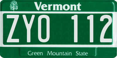 VT license plate ZYO112