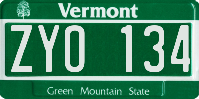 VT license plate ZYO134