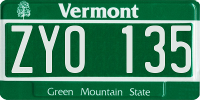 VT license plate ZYO135