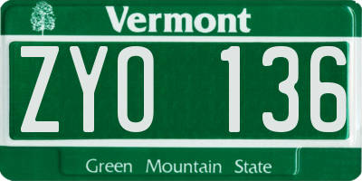 VT license plate ZYO136