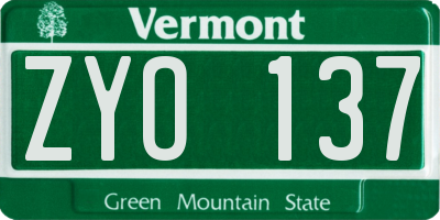 VT license plate ZYO137