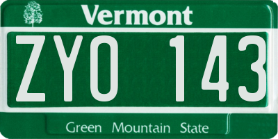 VT license plate ZYO143