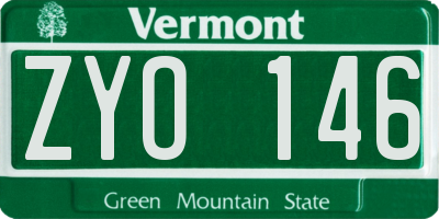 VT license plate ZYO146