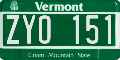 VT license plate ZYO151