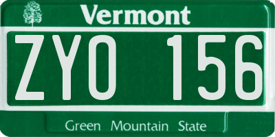VT license plate ZYO156