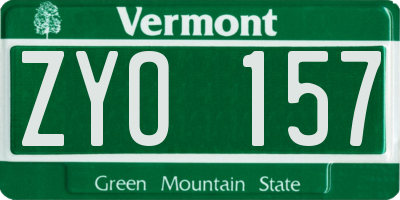 VT license plate ZYO157