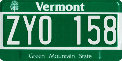 VT license plate ZYO158