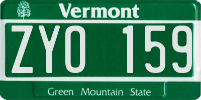 VT license plate ZYO159